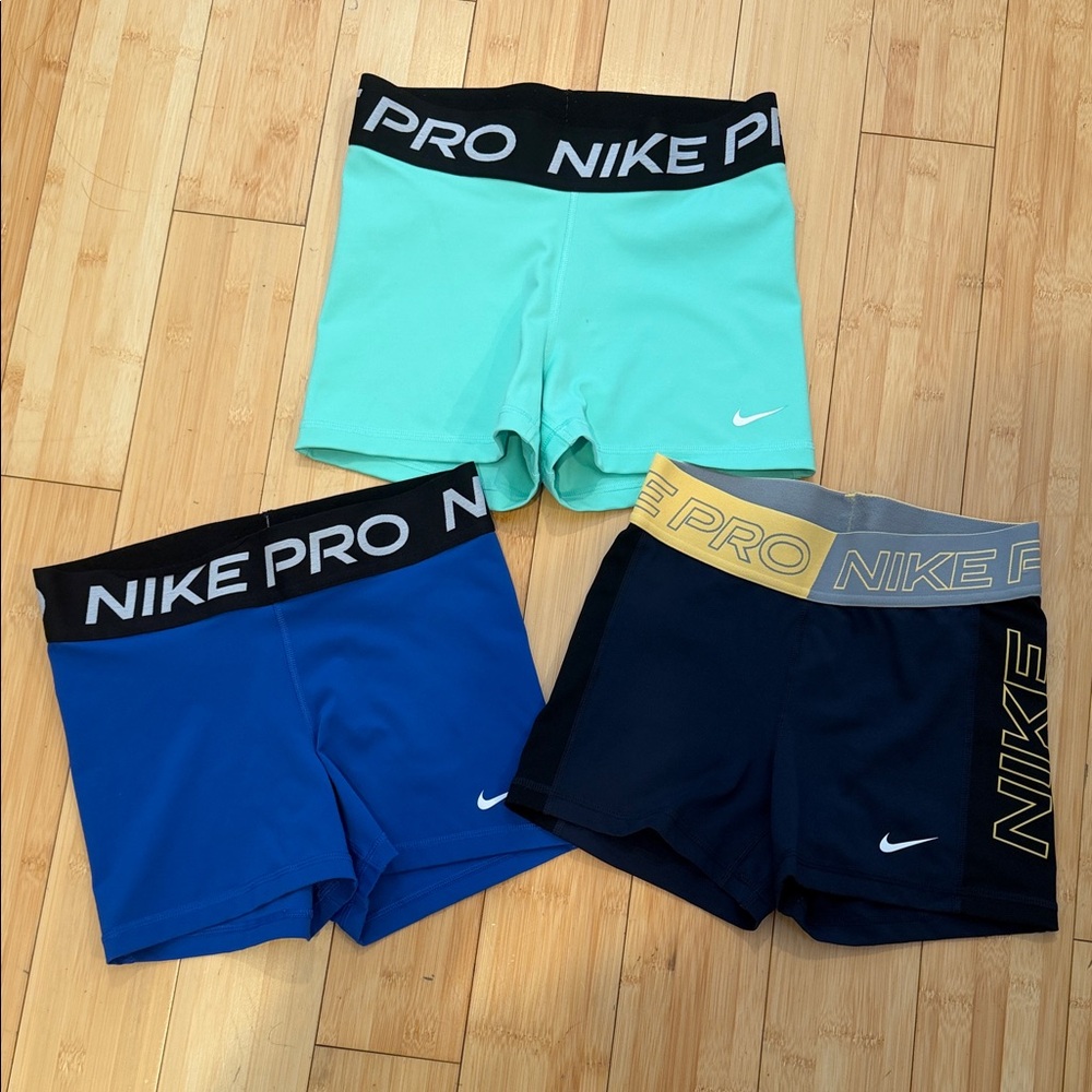 Nike Kids Pro Shorts - Mint, Blue, Black